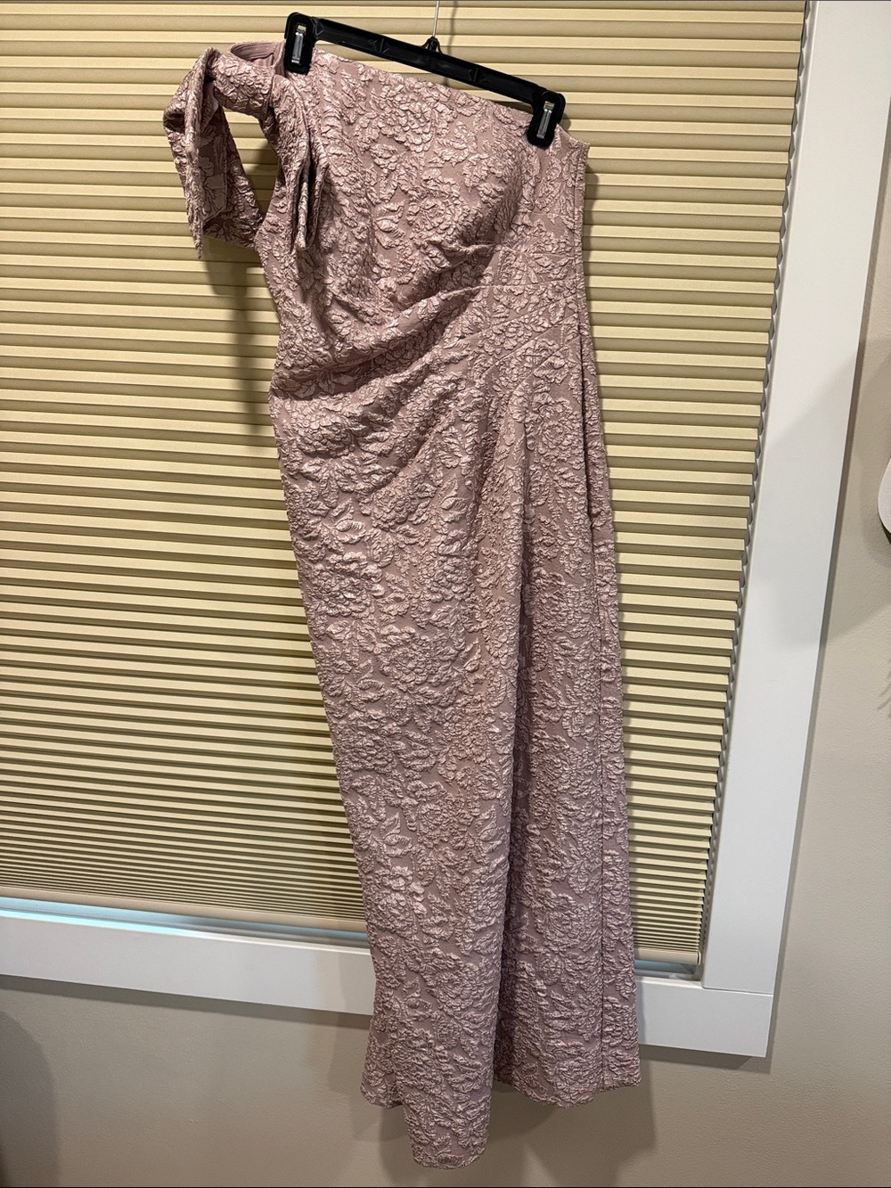 Alex Evenings Dusty Rose One-Shoulder Lace Gown